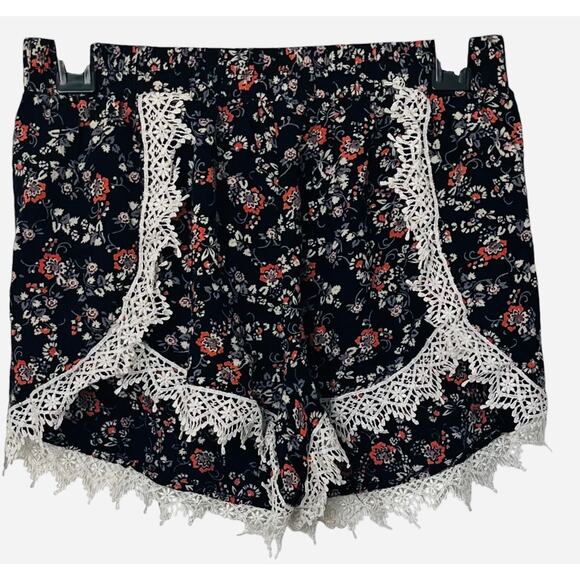 CHARLOTTE RUE HIGH-RISE SHORT LENGTH DRESSY SHORTS, WOMENS, S-NAVY-ORANGE PURPLE - Picture 1 of 11